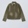 Lässige, gewaschene Utility-Jacke – gewaschenes Khaki-Grün Lässige, gewaschene Utility-Jacke – gewaschenes Khaki-Grün
