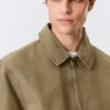 Lässige, kastenförmige Jacke mit Reißverschluss – Beige Lässige, kastenförmige Jacke mit Reißverschluss – Beige