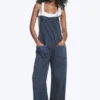 Lässige Latzhose mit geradem Bein – Blau Lässige Latzhose mit geradem Bein – Blau