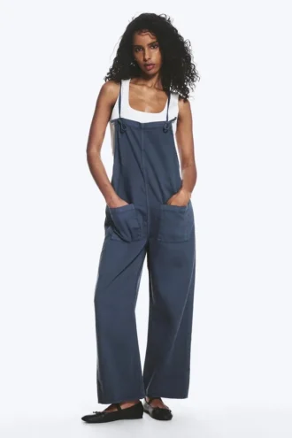 Lässige Latzhose mit geradem Bein – Blau