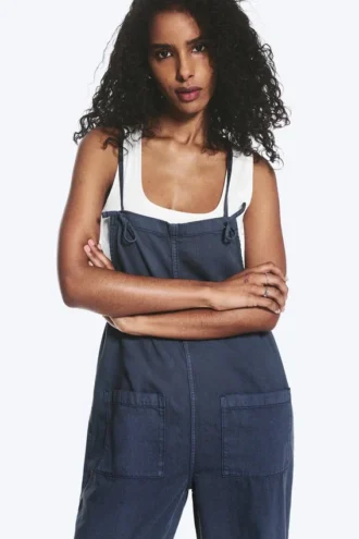Lässige Latzhose mit geradem Bein – Blau