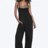 Lässige Latzhose mit geradem Bein – Schwarz Lässige Latzhose mit geradem Bein – Schwarz