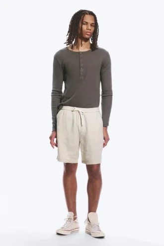 Lässige Leinen-Shorts mit Kordelzug – Ecru