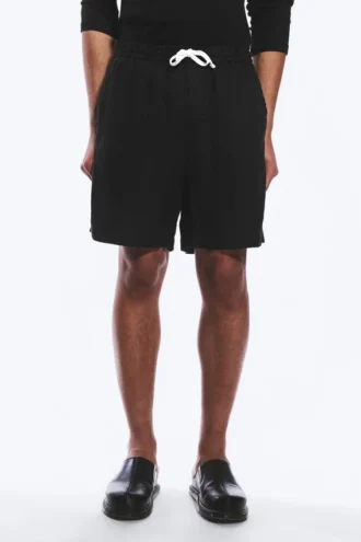Lässige Leinen-Shorts mit Kordelzug – Schwarz