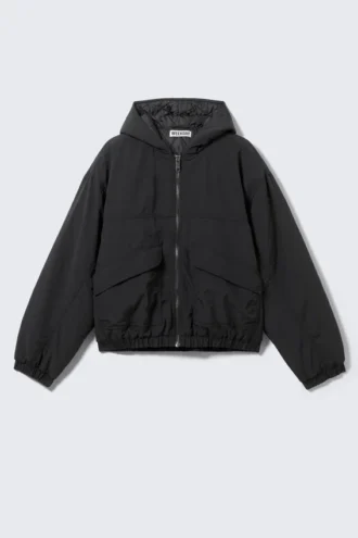 Lässige Nylon-Bomberjacke – Schwarz Lässige Nylon-Bomberjacke – Schwarz