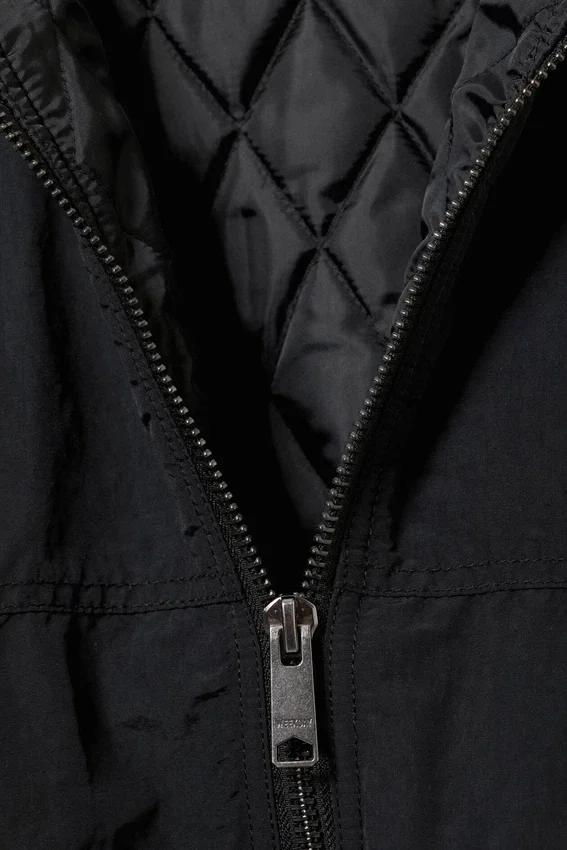 Lässige Nylon-Bomberjacke – Schwarz Lässige Nylon-Bomberjacke – Schwarz