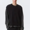 Lässige Strickweste im Used-Look – Schwarz Lässige Strickweste im Used-Look – Schwarz