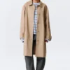 Lässiger einreihiger Car Coat – Beige Lässiger einreihiger Car Coat – Beige