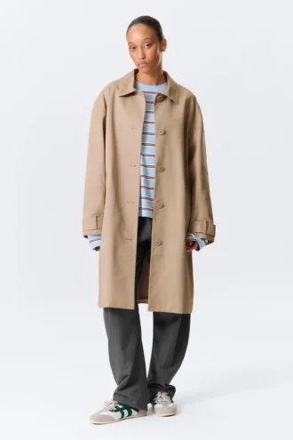 Lässiger einreihiger Car Coat – Beige