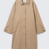 Lässiger einreihiger Car Coat – Beige Lässiger einreihiger Car Coat – Beige