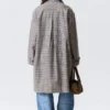 Lässiger einreihiger Car Coat – grau kariert Lässiger einreihiger Car Coat – grau kariert
