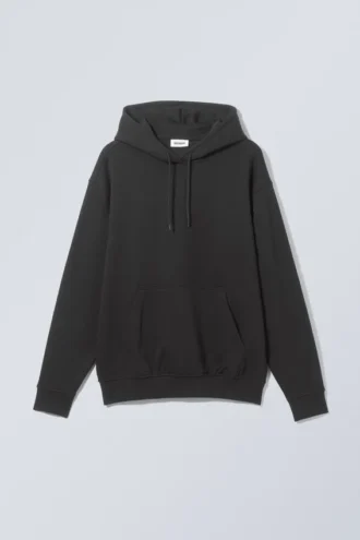 Lässiger, schwerer Kapuzenpullover – Schwarz