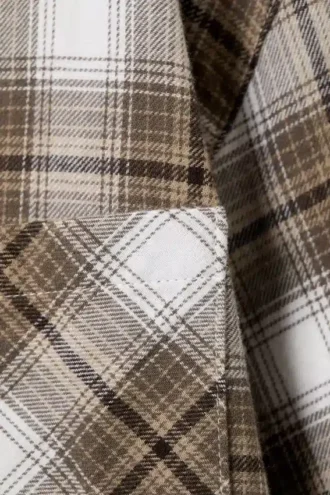 Lässiges Flanell-Pyjama-Hemd – kariert, beige