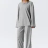 Lässiges Langarm-Jersey-Top – Grau meliert Lässiges Langarm-Jersey-Top – Grau meliert