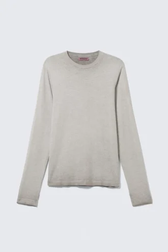 Lässiges Langarmshirt aus Baumwolle – gewaschen, dunkles Mole