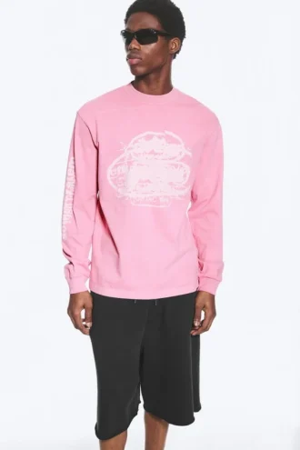 Lässiges Langarmshirt mit Print – Rosa – Logos