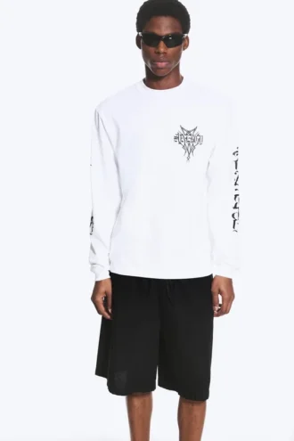 Lässiges, mit Print bedrucktes Langarmshirt – Weiß – Synergy