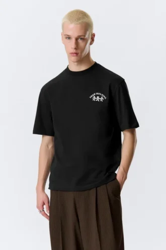 Lässiges T-Shirt mit Print – Schwarz – Teambuilding