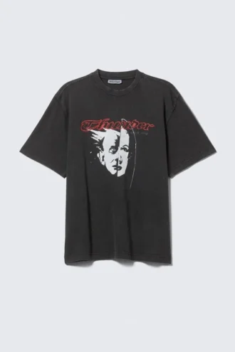 Lässiges T-Shirt mit Print – Schwarz – Thunder Tour