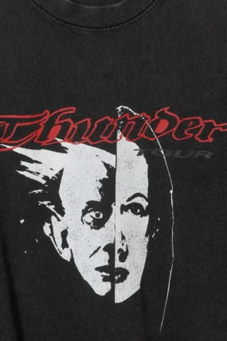 Lässiges T-Shirt mit Print – Schwarz – Thunder Tour