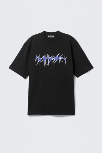 Lässiges T-Shirt mit Print – Schwarz – Wired