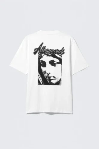 Lässiges T-Shirt mit Print – Weiß – Afterwards