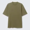 Lässiges T-Shirt mit Rundhalsausschnitt – Dunkelgrün