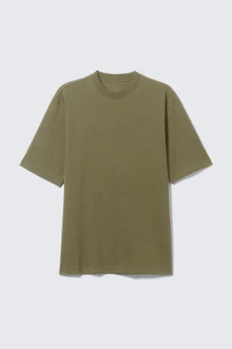 Lässiges T-Shirt mit Rundhalsausschnitt – Dunkelgrün