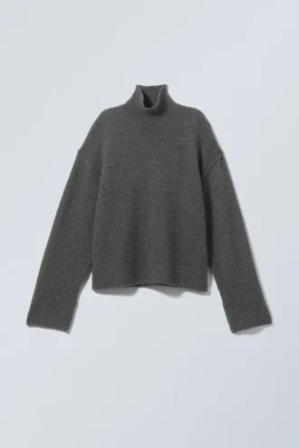 Maggie Woll-Rollkragenpullover – Dunkelgrau