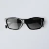 Markante rechteckige Sonnenbrille – Schwarz – Schwarze Gläser