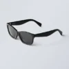 Markante rechteckige Sonnenbrille – Schwarz – Schwarze Gläser