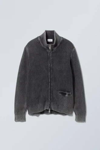 Mattias Regular Strickjacke – Washed Black