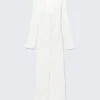 Maxi-Strickjacke mit V-Ausschnitt und offenem Strickmuster – Weiß Maxi-Strickjacke mit V-Ausschnitt und offenem Strickmuster – Weiß
