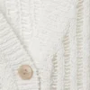 Maxi-Strickjacke mit V-Ausschnitt und offenem Strickmuster – Weiß Maxi-Strickjacke mit V-Ausschnitt und offenem Strickmuster – Weiß