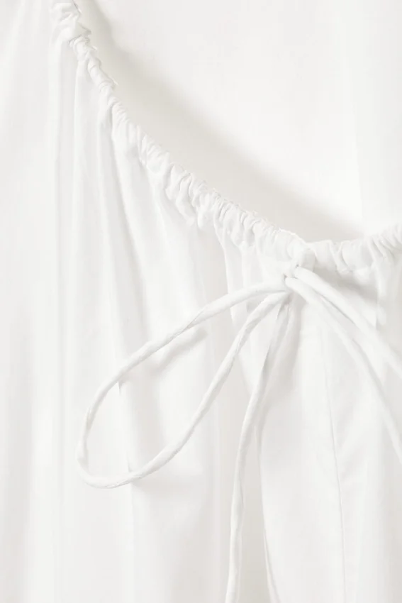 Maxikleid aus Baumwollpopeline mit Stufen – Weiß Maxikleid aus Baumwollpopeline mit Stufen – Weiß