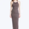 Maxikleid aus Jersey mit Racerback – Dusty Plum Maxikleid aus Jersey mit Racerback – Dusty Plum