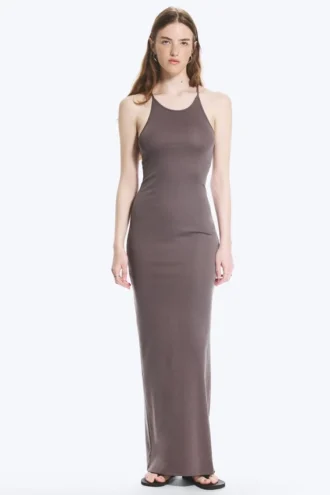 Maxikleid aus Jersey mit Racerback – Dusty Plum