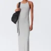 Maxikleid aus Jersey mit Racerback – Grau meliert Maxikleid aus Jersey mit Racerback – Grau meliert