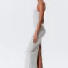 Maxikleid aus Jersey mit Racerback – Grau meliert Maxikleid aus Jersey mit Racerback – Grau meliert