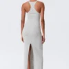Maxikleid aus Jersey mit Racerback – Grau meliert Maxikleid aus Jersey mit Racerback – Grau meliert