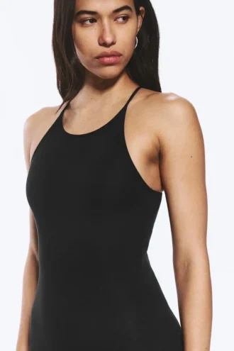 Maxikleid aus Jersey mit Racerback – Schwarz