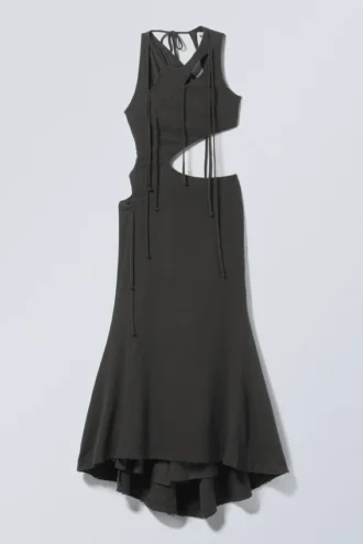 Maxikleid mit geflochtenen Cut-outs – Dunkelgrau