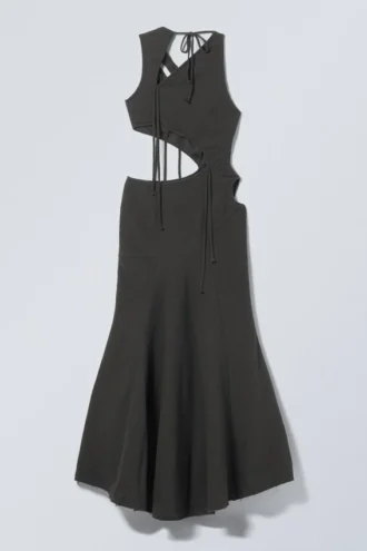 Maxikleid mit geflochtenen Cut-outs – Dunkelgrau