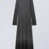 Maxikleid mit langen Ärmeln im Washed-Look – Dunkelgrau Ombré Maxikleid mit langen Ärmeln im Washed-Look – Dunkelgrau Ombré