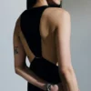 Maxikleid mit Raffungen – Schwarz Maxikleid mit Raffungen – Schwarz