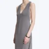 Maxikleid mit Raffungen – Staubgrau Maxikleid mit Raffungen – Staubgrau