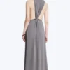 Maxikleid mit Raffungen – Staubgrau Maxikleid mit Raffungen – Staubgrau