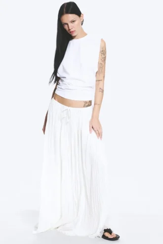 Maxirock mit Knitteroptik – Dusty White