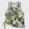 Mesh-Tanktop mit Kordelzug – Dunkles Blumenmuster Mesh-Tanktop mit Kordelzug – Dunkles Blumenmuster