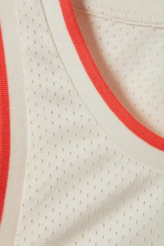Mesh-Tanktop mit Kordelzug – Weiß/Orange – Miami